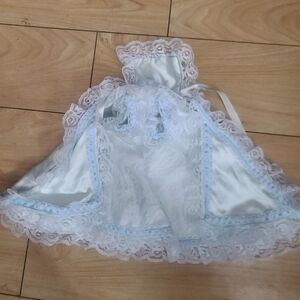 Infant of Prague Blue Satin White Lace Vestment